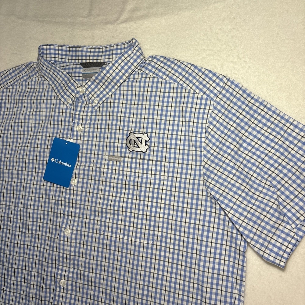 NWT Columbia Men's Shirt North Carolina Tarheels Plaid Size XL‎